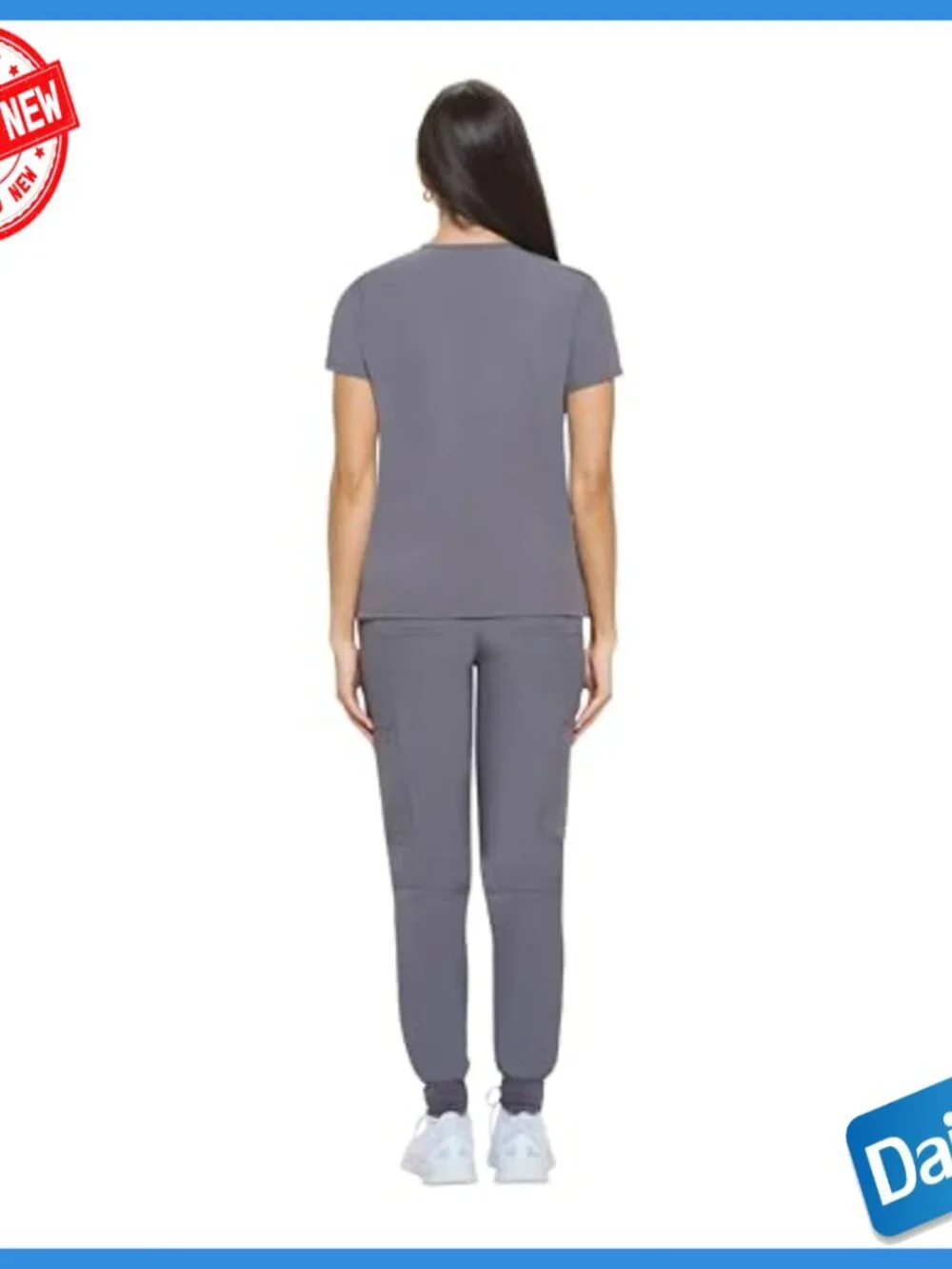 Stretch Jogger Scrub Set with Moisture Wicking Fabric for Nursing Workwear - Picture 3 of 5